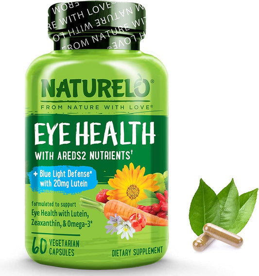 NATURELO Eye Vitamins - AREDS 2 Formula Nutrients with Lutein, Zeaxanthin, Vitamin C, E, Zinc, Plus DHA - Supplement for Dry Eyes, Healthy Vision, Eye...