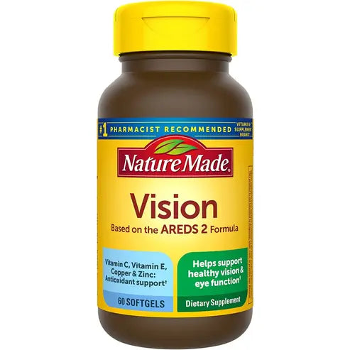 Nature Made Vision with AREDS 2 Formula, Eye Vitamins with Lutein & Zeaxanthin, Vitamin C/ E, Zinc, and Copper, Helps Support Healthy Vision and Eye Function, 60 Softgels