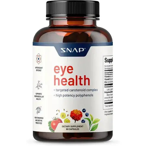 Snap Eye Health Supplements for Adults, Lutein and Zeaxanthin Supplements, Bilberry Extract, Lycopene Supplement, Support Eye Health, Natural Carotenoid Vitamins Depots