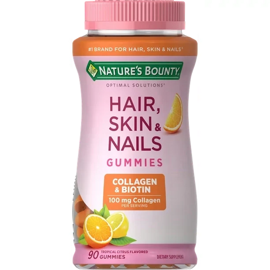 Nature's Bounty Hair Skin and Nails With Collagen and Biotin, Gummies, 90 Ct