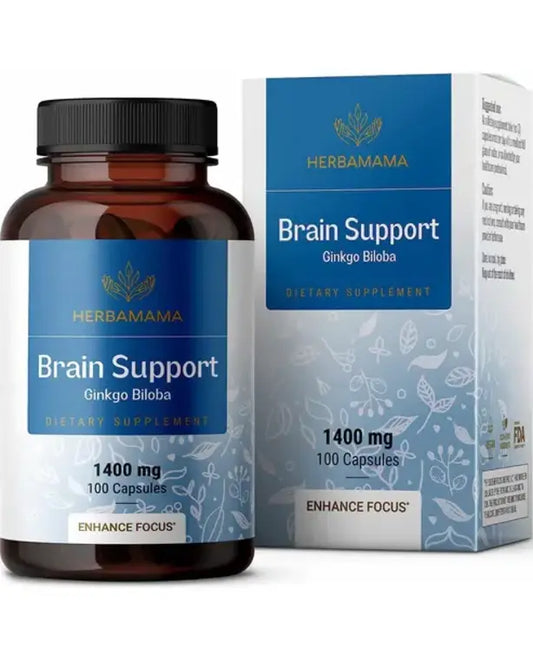 Brain Supplement - Nootropic Supplement to Support Cognitive Function, Memory, Mental Focus, Energy - Natural, Non-GMO, Vegan Formula - Ginkgo Biloba, Ginseng, Bacopa - 1400mg, 100 Capsules