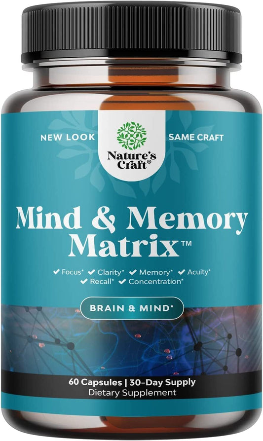 Nature Craft Advanced Brain Supplement for Memory and Focus - Nootropics Brain Support Supplement with Memory and Focus Vitamins for Adults - Memory Supplement for Brain Fog Clarity Energy & Recall