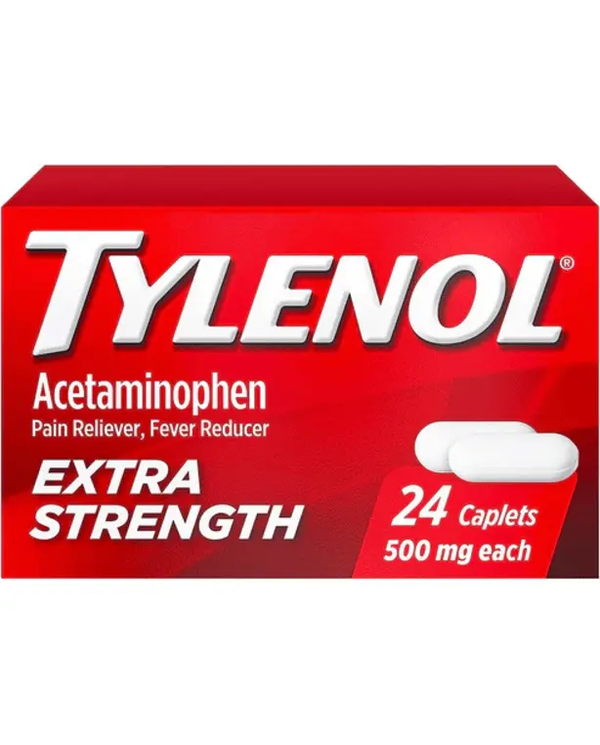 Tylenol Extra Strength Caplets with 500 mg Acetaminophen, Pain Reliever & Fever Reducer, 24 ct Tylenol