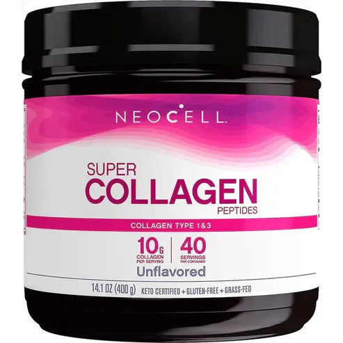 NeoCell Super Collagen Powder, 10g Collagen Peptides per Serving, Gluten Free, Keto Friendly, Non-GMO, Grass Fed, Paleo Friendly, Healthy Hair, Skin, Nails & Joints, Unflavored, 14 Oz