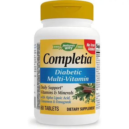 Nature's Way Completia Diabetic Multivitamin, High Potency B-Vitamins, 60 Tablets