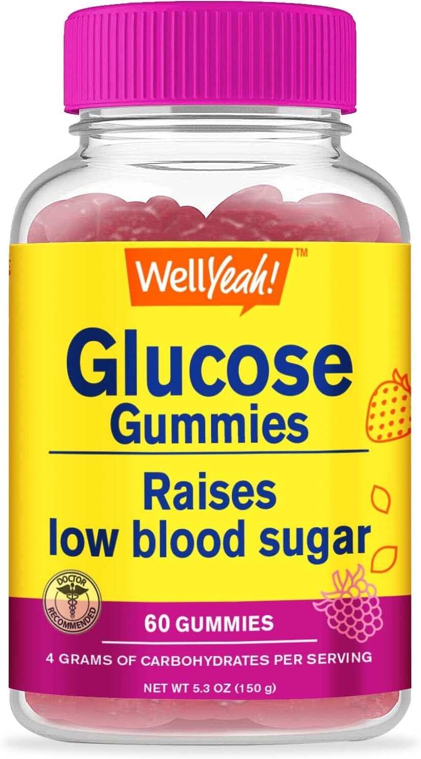 WellYeah Glucose Gummies - 4 Grams of Carbohydrates- Natural Sourced Flavors - Chewable Gummy for Men and Women, Non-GMO, Gluten Free - 60 Count