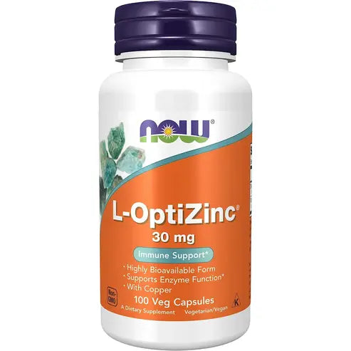 NOW Supplements, L-OptiZinc® 30 mg with Copper, Highly Bioavailable Form, Immune Support*, 100 Veg Capsules