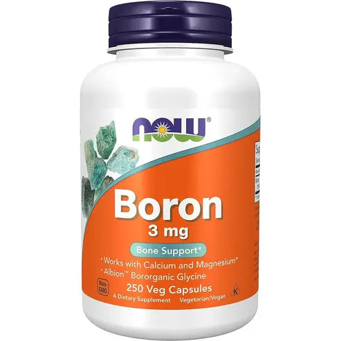 NOW Supplements, Boron 3 mg (Bororganic Glycine), Structural Support*, 250 Veg Capsules