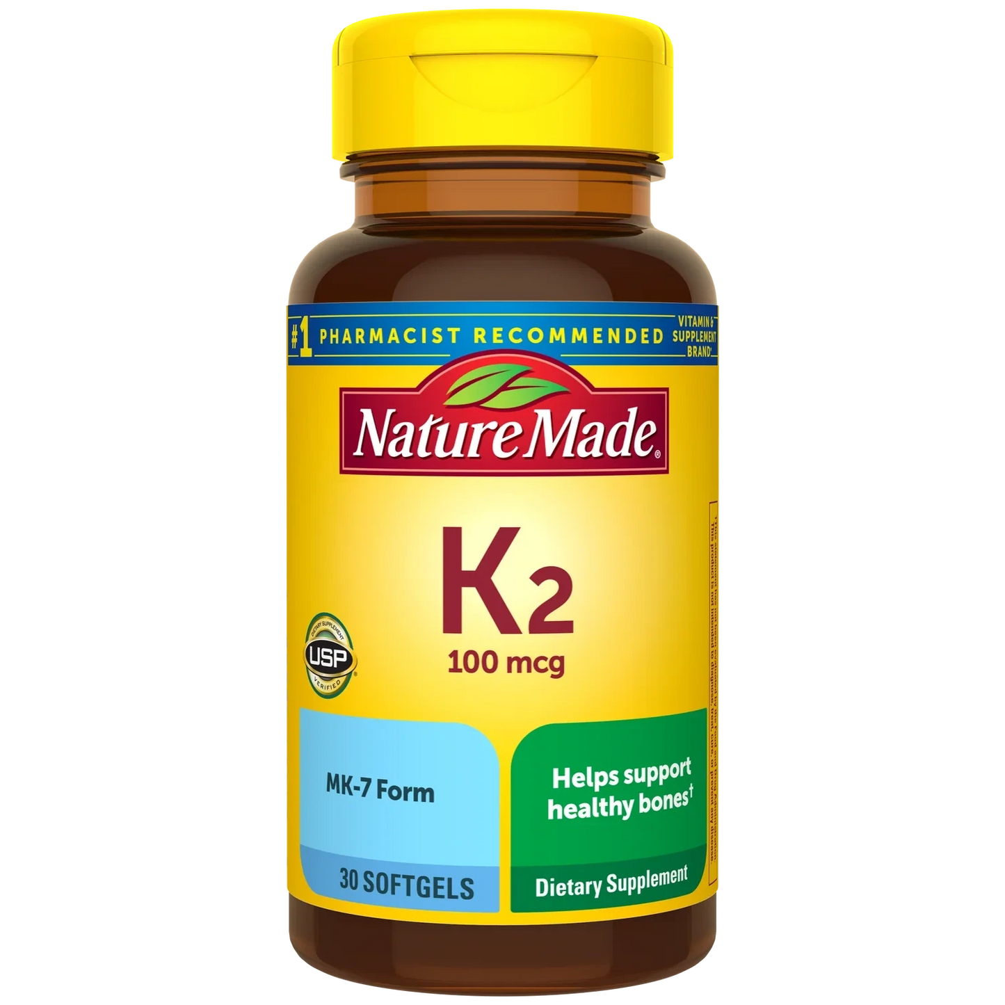 Nature Made Vitamin K2 100 mcg, Healthy Bone Supplements, 30 Softgels, 30 Day Supply