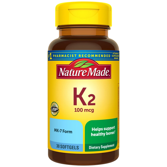 Nature Made Vitamin K2 100 mcg, Healthy Bone Supplements, 30 Softgels, 30 Day Supply