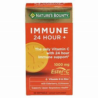 Nature's Bounty Immune 24 Hour +, The only Vitamin C with 24 Hour Immune Support from Ester C, Rapid Release Softgels, 50 Count