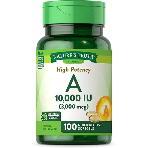 Vitamin A 10000 IU (3000 mcg) | 100 Softgel Capsules | Non-GMO, Gluten Free Supplement | by Nature's Truth