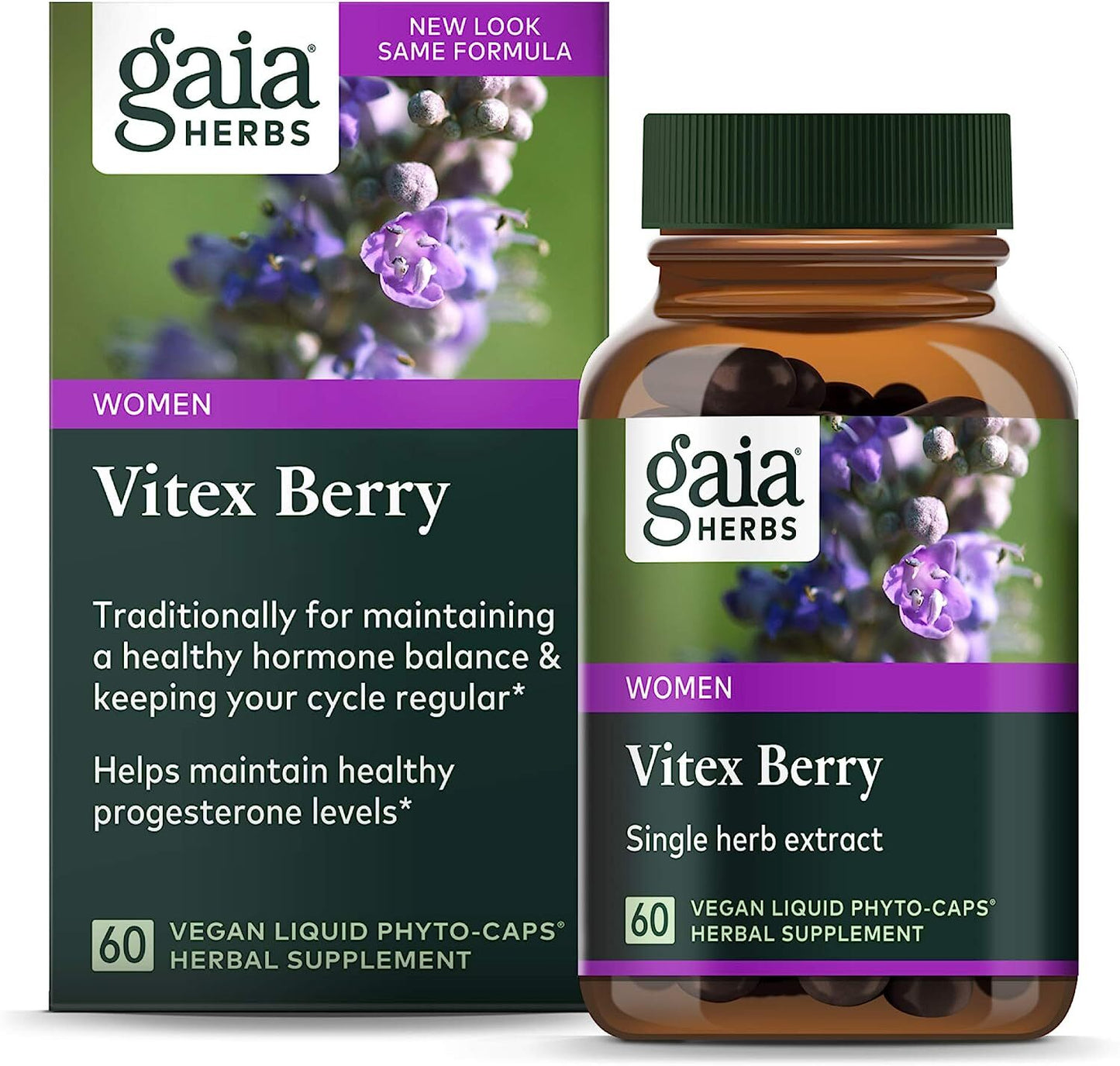 Gaia Herbs Vitex Berry (Chaste Tree) - Supports Hormone Balance & Fertility for Women - Helps Maintain Healthy Progesterone Levels to Support Menstrual Cycle Health - 60 Vegan Caps (30-Day Supply)