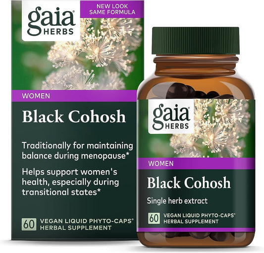 Gaia Herbs Black Cohosh - Menopause Support Supplement to Help Maintain Hormone Balance and Health for Women - with Organic Black Cohosh - 60 Vegan Liquid Phyto-Capsules