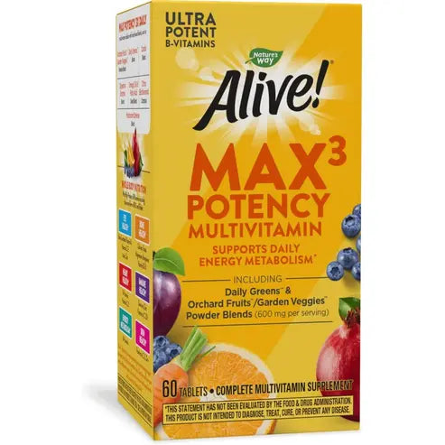 Nature's Way Alive! Max3 Potency Multivitamin, Support Daily Energy Metabolism, 60 Tablets