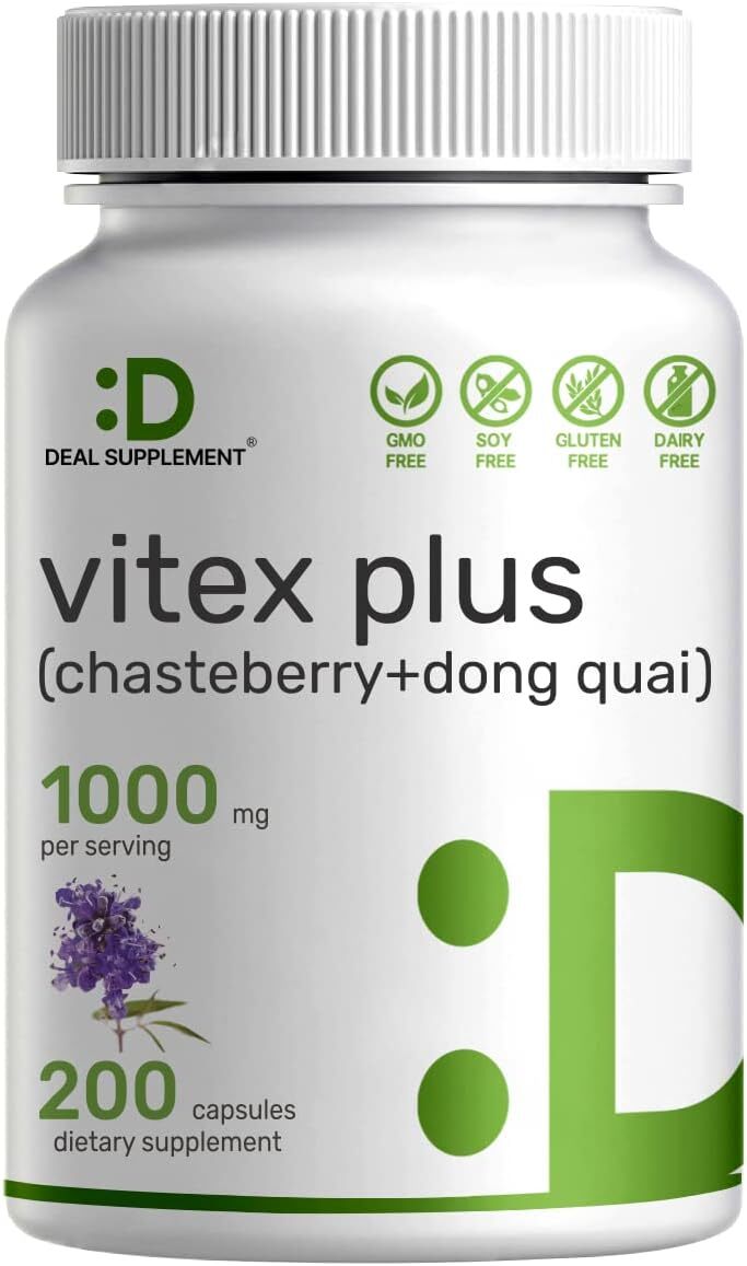 Vitex Supplement for Women - Vitex Chasteberry Supplement 1000mg Plus Dong Quai Capsules, 200 Counts