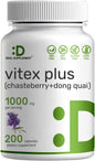 Vitex Supplement for Women - Vitex Chasteberry Supplement 1000mg Plus Dong Quai Capsules, 200 Counts