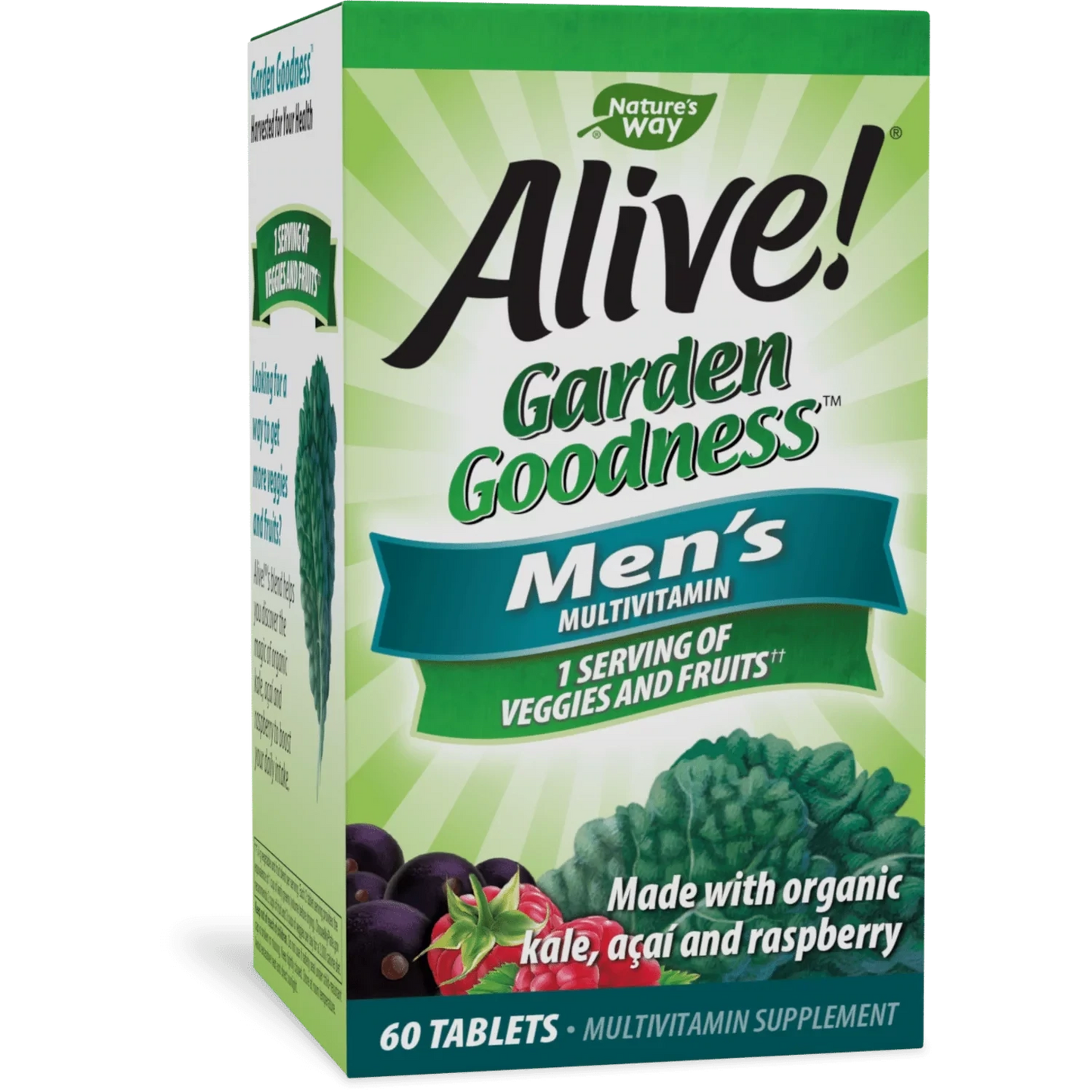 Nature's Way Alive! Garden Goodness Men's Multivitamin, Veggies & Fruits**, 60 Tablets