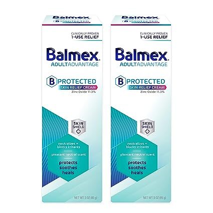 Balmex AdultAdvantage Bprotected Skin Relief Healing Cream, with Zinc Oxide Barrier Cream Protection + Skinshield Soothing Botanicals for Adult Incontinence, Adult Rash and Bed Sores, 3oz (Pack of 2)