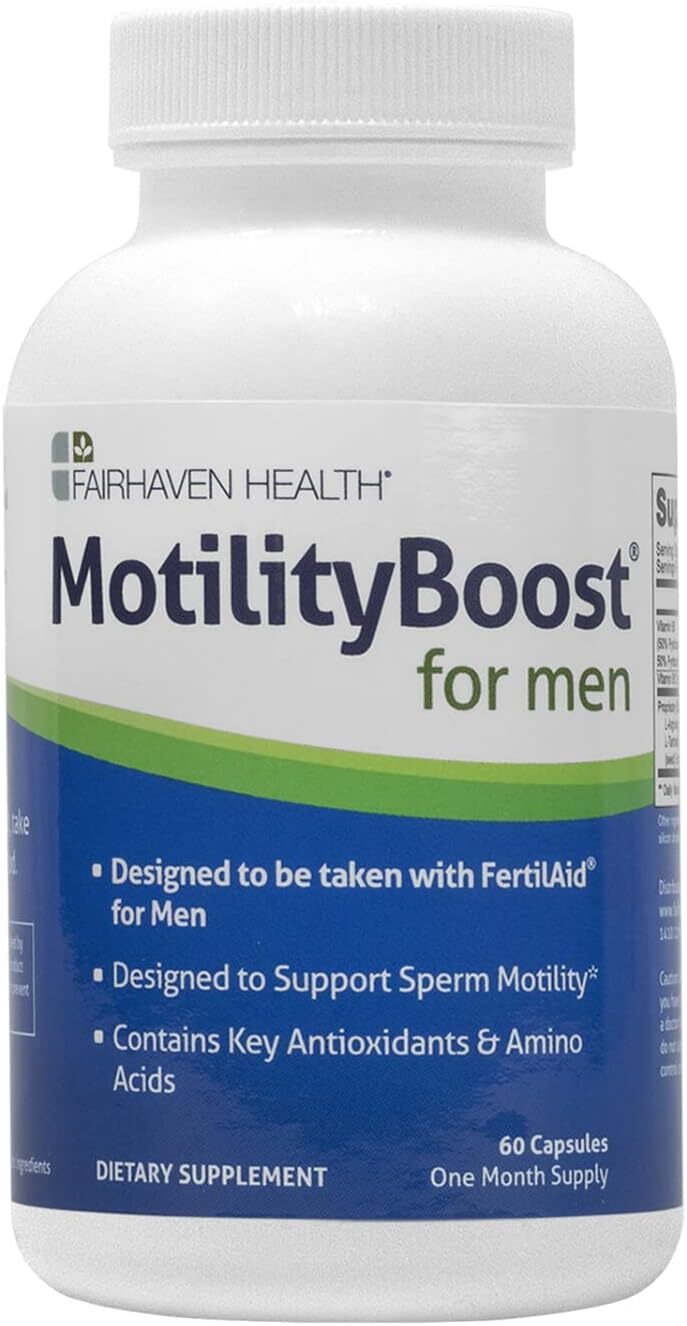 Fairhaven Health MotilityBoost for Men, Male Fertility Supplement – For Motile Strength - Prenatal For Him, Includes L-Carnitine, Vitamin B12, B6, Mucuna Pruriens, CoQ10 and Quercetin