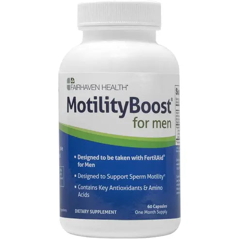 Fairhaven Health MotilityBoost for Men, Male Fertility Supplement – For Motile Strength - Prenatal For Him, Includes L-Carnitine, Vitamin B12, B6, Mucuna Pruriens, CoQ10 and Quercetin