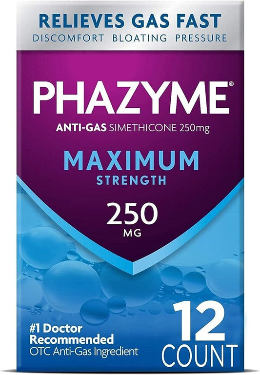 Phazyme Maximum Strength Gas and Bloating Relief, 250 mg Simethicone