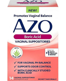 AZO Boric Acid Vaginal Suppositories, Helps Support Odor Control and Balance Vaginal PH with Clinically Studied Boric Acid, Non-GMO AZO