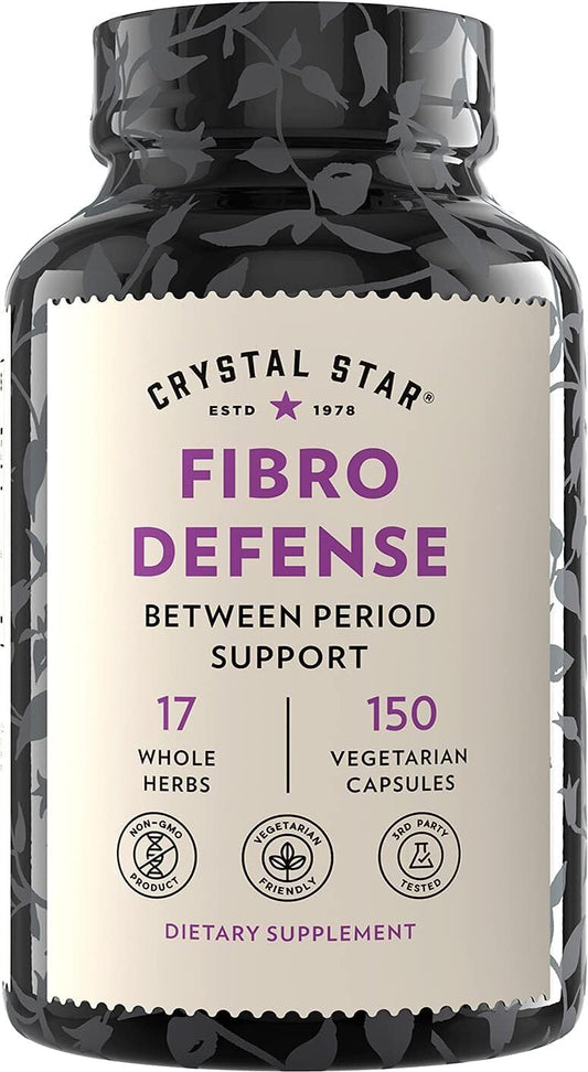 Crystal Star Fibro Defense, 150 Capsules - Breast & Uterine Health Between Periods - Natural Herbal Supplement Caps for Women - Vegetarian, Non GMO