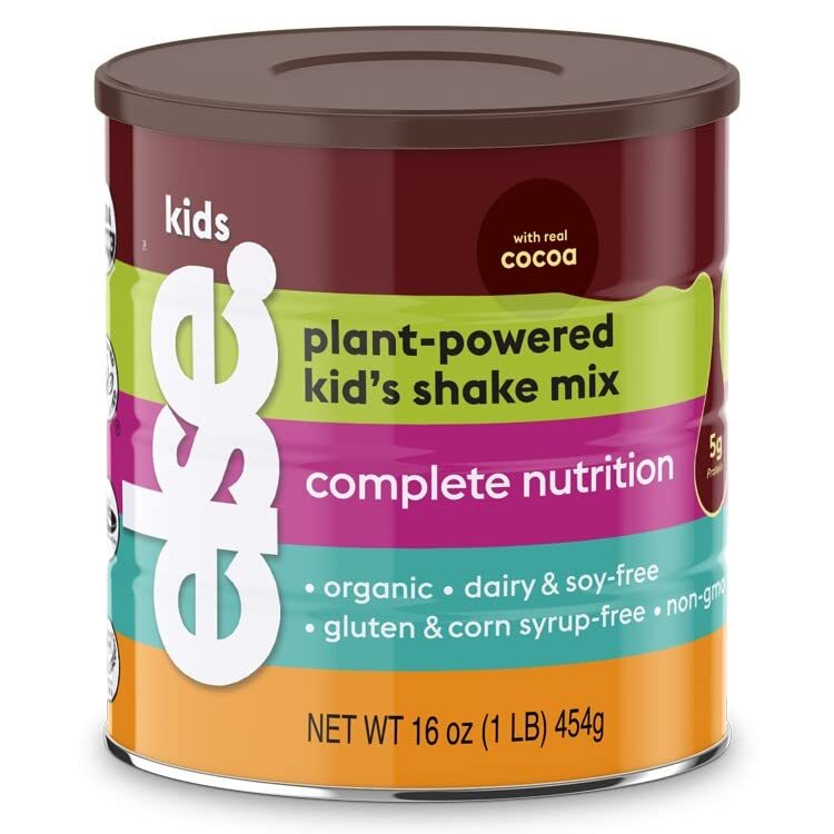 Else Nutrition Kids Organic complete nutrition Shake Powder, Plant-Based, Less Sugar, Clean, Complete Childrens’ Nutritional Drink Mix, Whey-free, Soy-free, Dairy-Free, 16 oz, Chocolate