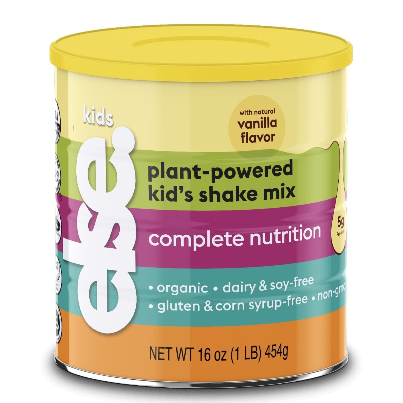 Else Nutrition Kids Organic complete nutrition Shake Powder, Plant-Based, Less Sugar, Clean, Complete Childrens’ Nutritional Drink Mix, Whey-free, Soy-free, Dairy-Free, 16 oz, Creamy Vanilla