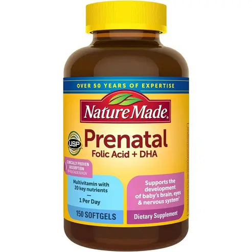 Nature Made Prenatal Multivitamin with Folic Acid, Prenatal Vitamin and Mineral Supplement for Daily Nutritional Support, 150 Tablets, 150 Day Supply