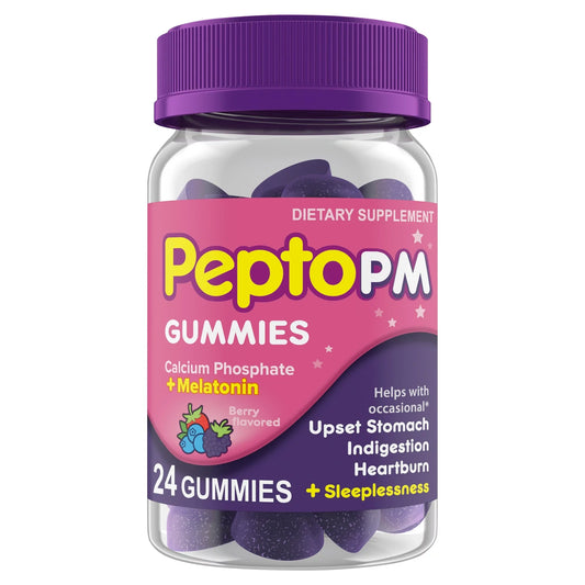 Pepto PM Gummies, Upset Stomach Relief with Sleep Support, Over-the-Counter Medicine, 24 Ct