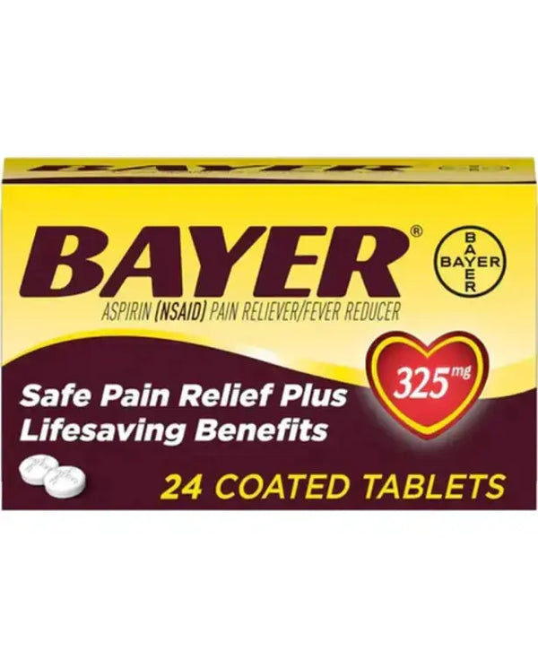 Aspirin 325mg Coated Tablets, #1 Doctor Recommended Aspirin Brand, Pain Reliever and Fever Reducer, 24 Count
