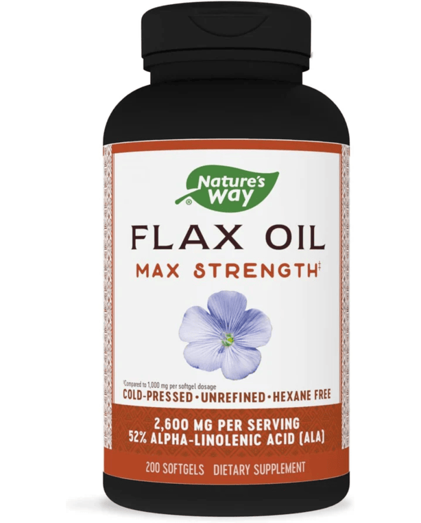 Nature's Way Flax Oil Max Strength Supports Heart Health, 200 Softgels