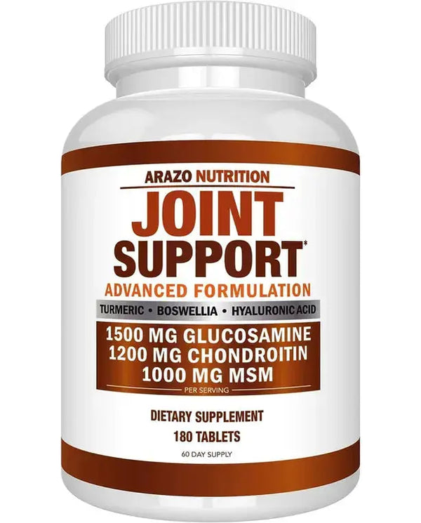 Arazo Nutrition Glucosamine Chondroitin Turmeric MSM Boswellia - Joint Support Supplement for Relief 180 Tablets Arazo Nutrition