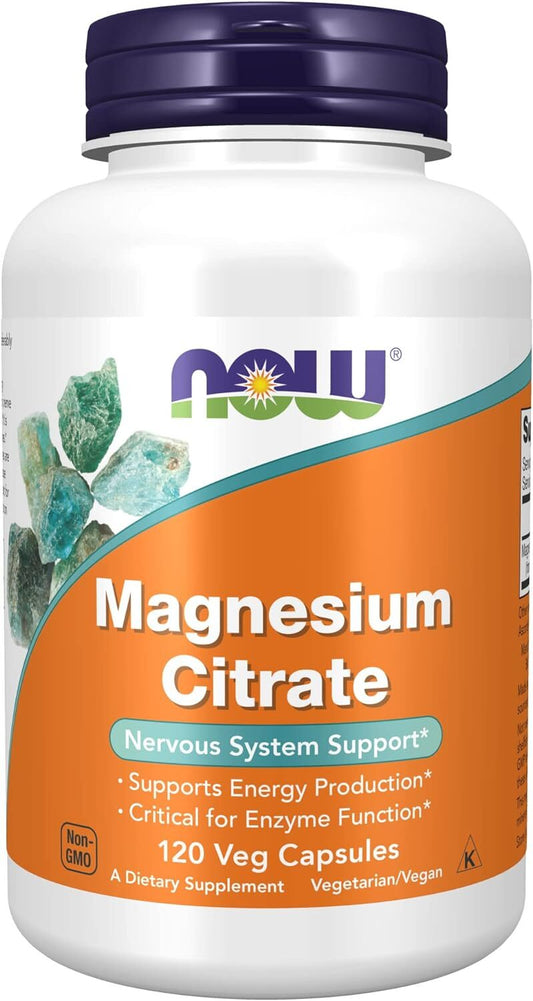 NOW Supplements, Magnesium Citrate, Enzyme Function, 120 Caps