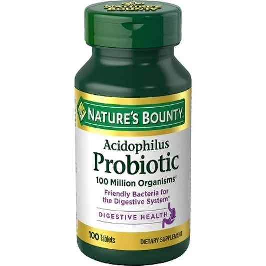 Nature’s Bounty Acidophilus Probiotic, Daily Probiotic Supplement, Supports Digestive Health, 100 Tablets