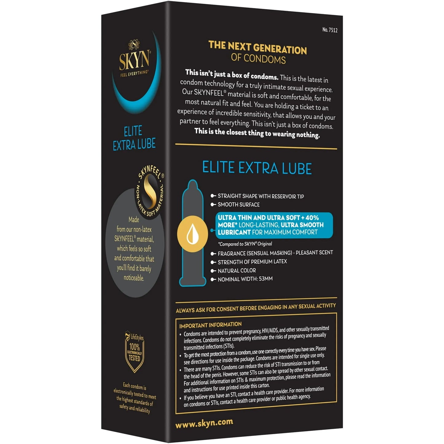 SKYN Elite Non-Latex Extra Lubricated Condoms, 12 Count