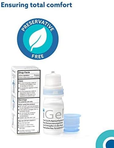AGEPHA iGel® Moisturizing Eye Drops for Dry Itchy Eyes | Artificial Tears for Red Eyes | Lubricating Eye Drops for Contact Lenses