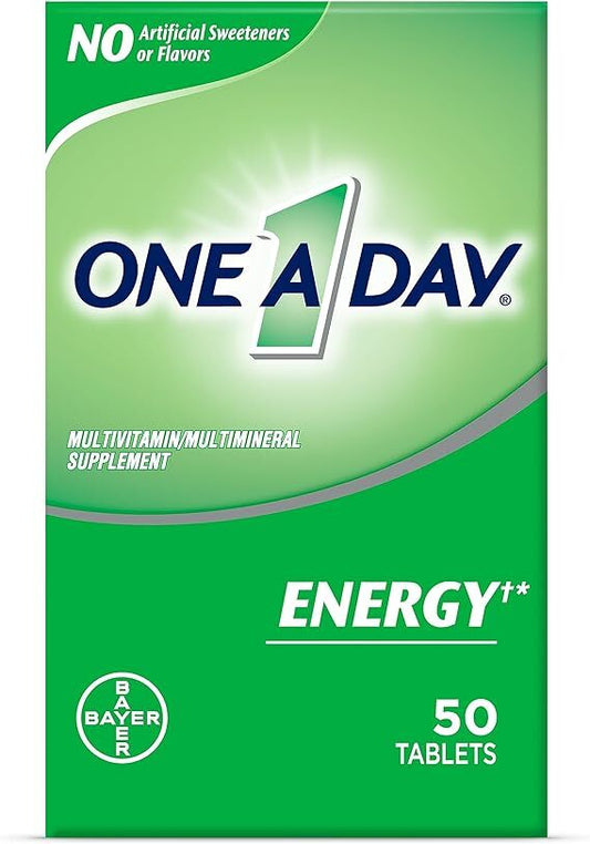 One A Day Energy Multivitamin with Vitamin A, C, D, E, Zinc for Immune Health*, Caffeine, Biotin, B6, B12 & More, 50 Tablets