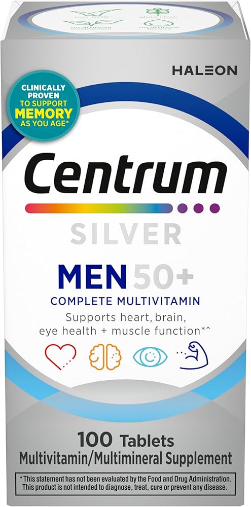 Centrum Silver Mens 50 Plus Vitamins, Multivitamin Supplement, 100 Count