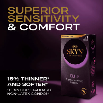 SKYN Elite Non-Latex Lubricated Condoms, 12 Count
