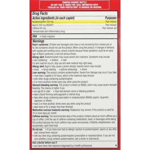 Excedrin Migraine Relief Caplets to Alleviate Migraine Symptoms - 200 Count