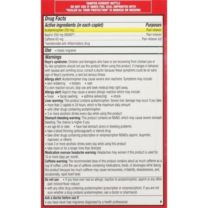Excedrin Migraine Relief Caplets to Alleviate Migraine Symptoms - 200 Count