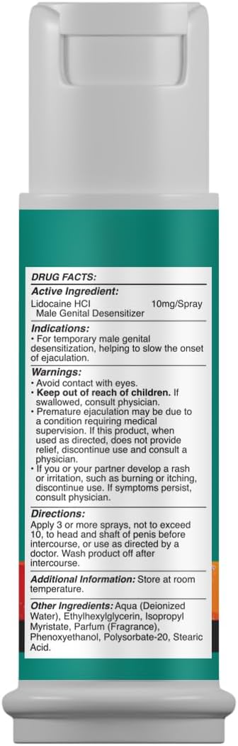Lidocaine Desensitizing Topical Spray Climax Control for Men - Longer Lasting Performance - Natural Men's Delay Spray and Prolong Climax for Him - Boost Endurance and Stamina Fast Acting