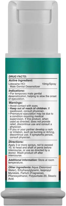 Lidocaine Desensitizing Topical Spray Climax Control for Men - Longer Lasting Performance - Natural Men's Delay Spray and Prolong Climax for Him - Boost Endurance and Stamina Fast Acting Nature's Craft