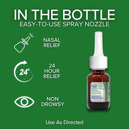 FlutiCare 120 metered nasal sprays, Fluticasone Propionate 50mcg, Relief During Allergy Season from Pollen, Dust, Dander, Both Indoor and Outdoor allergens - 1 month supply (1 Pack)