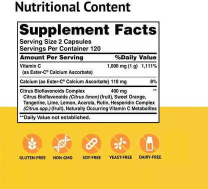 Ester-C® 500 mg with Citrus Bioflavonoids 120 Capsules