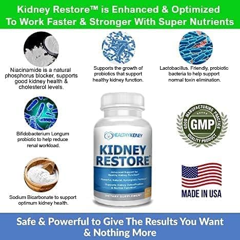 Kidney Restore Kidney Cleanse and Kidney Health Supplement to Support Normal Kidney Function, Vitamins for Kidney Health 60 caps