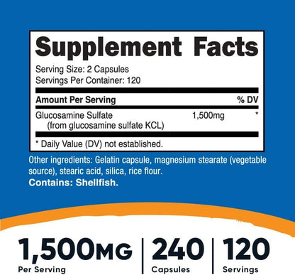 Nutricost Glucosamine Sulfate 750mg, 240 Capsules